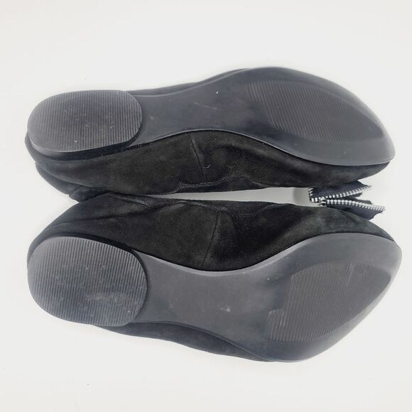 Linea Paolo Black Silver Zipper Edgy Suede Ballet Flat size 7 - Picture 6 of 14